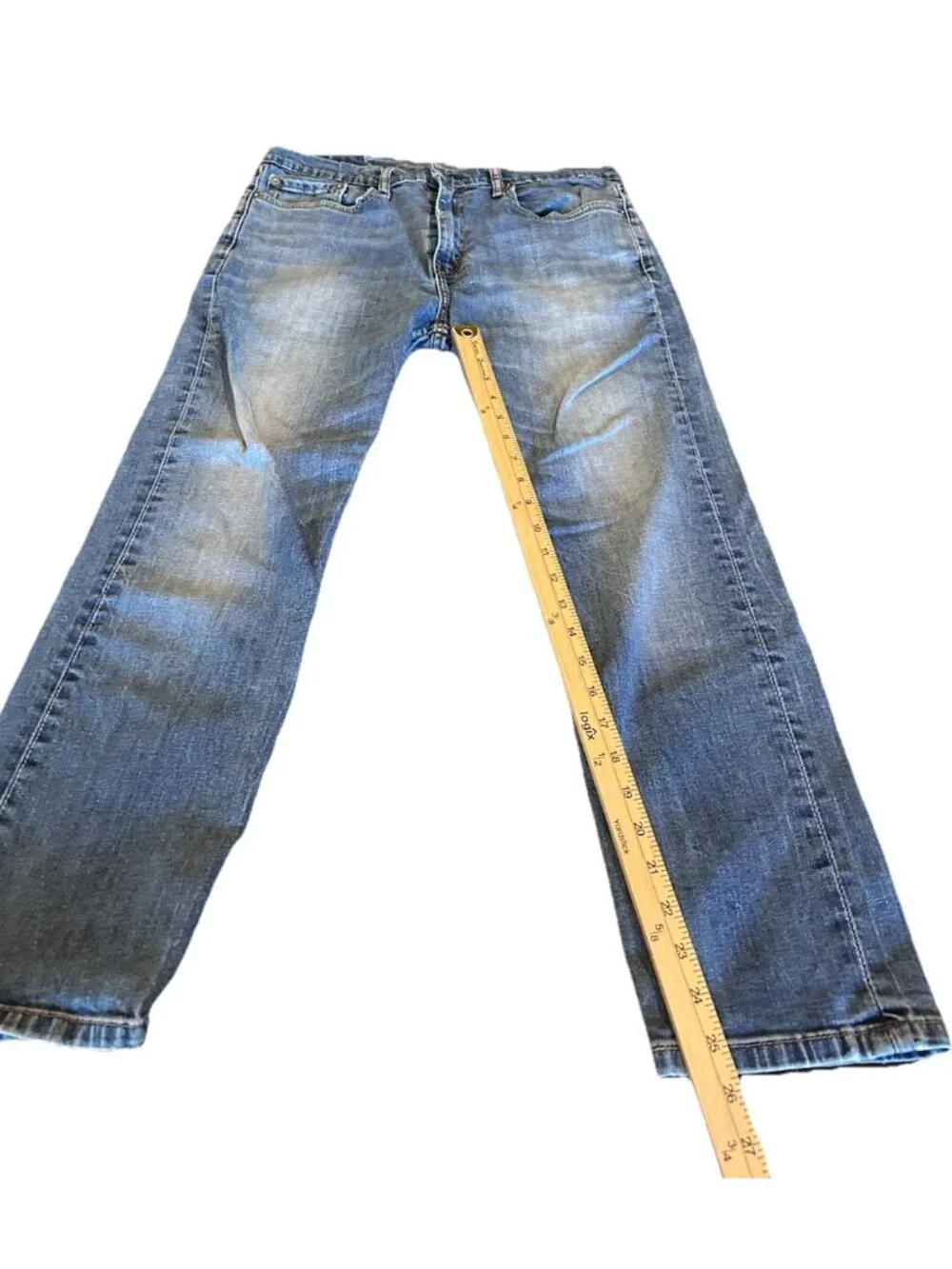 Levi's 502™ Regular Straight Leg Blue Jeans Unisex 34x26 Naturally Distressed